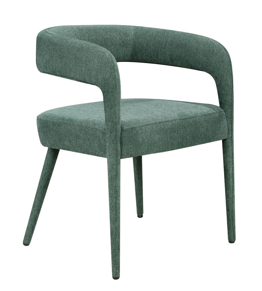 Set of Two Green Upholstered Linen Open Back Dining Side Chairs HomeRoots