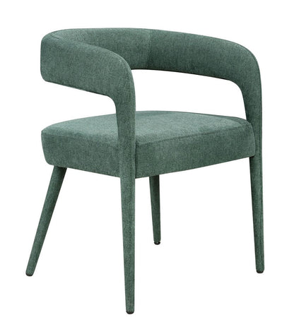 Set of Two Green Upholstered Linen Open Back Dining Side Chairs HomeRoots