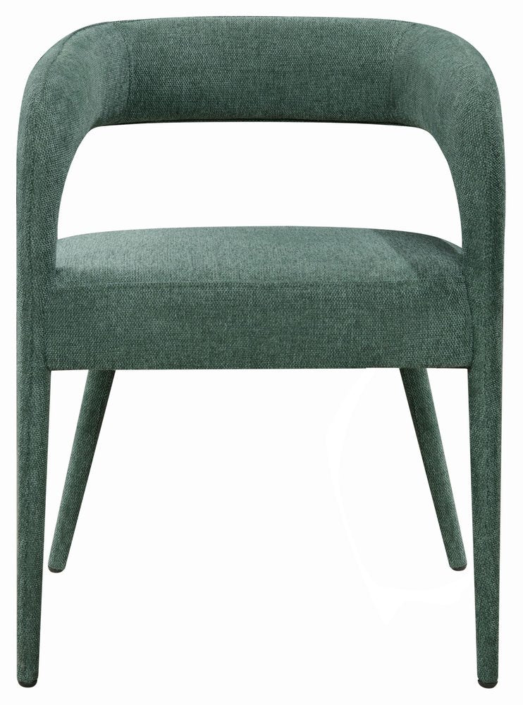 Set of Two Green Upholstered Linen Open Back Dining Side Chairs HomeRoots