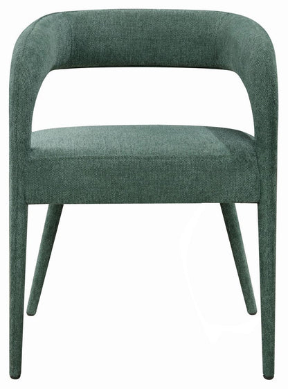 Set of Two Green Upholstered Linen Open Back Dining Side Chairs HomeRoots
