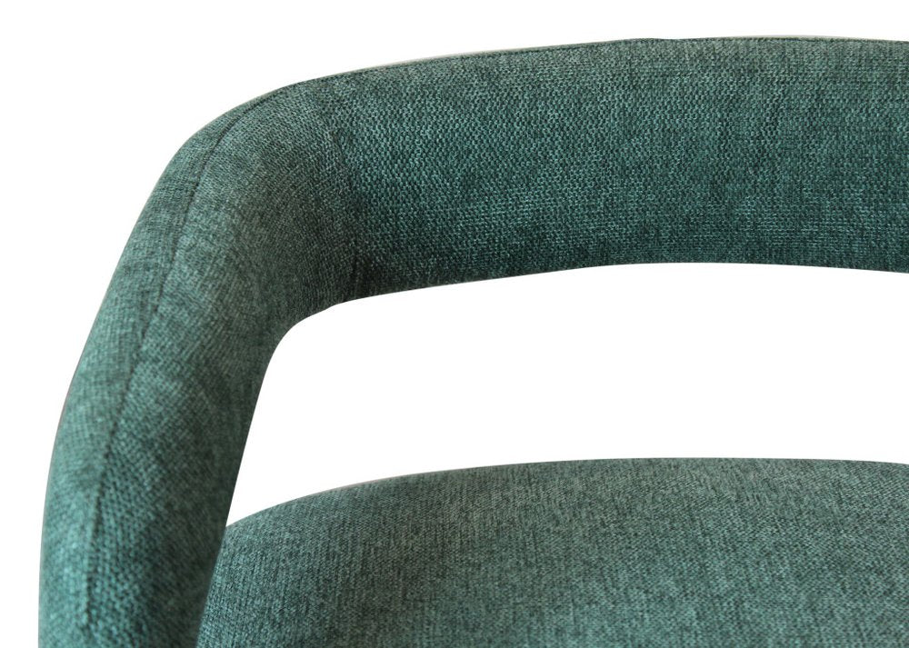 Set of Two Green Upholstered Linen Open Back Dining Side Chairs HomeRoots
