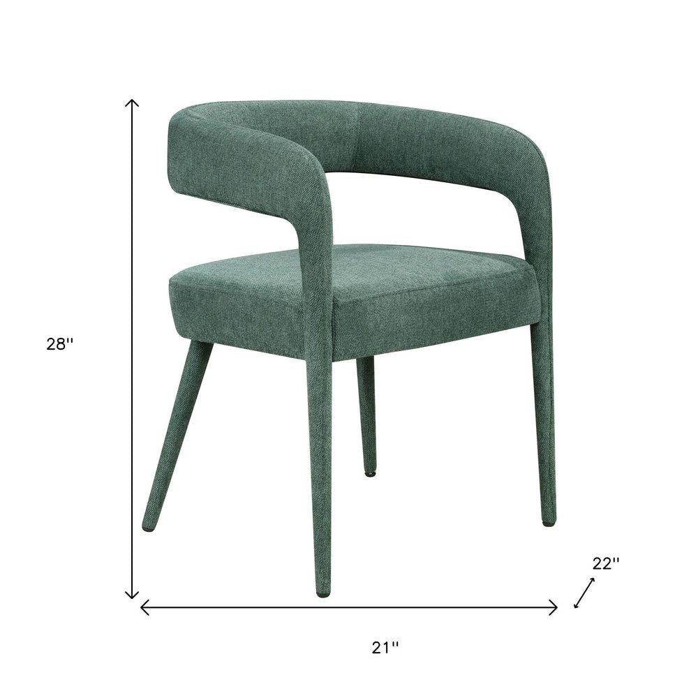 Set of Two Green Upholstered Linen Open Back Dining Side Chairs HomeRoots