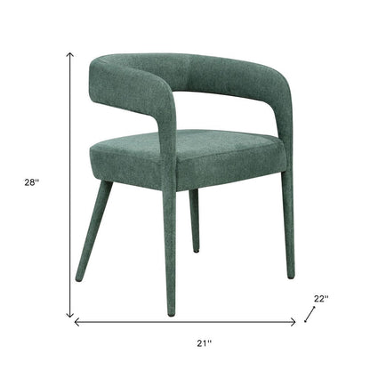 Set of Two Green Upholstered Linen Open Back Dining Side Chairs HomeRoots