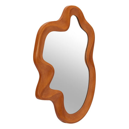 35" Brown Solid Wood Abstract Geometric Framed Accent Mirror HomeRoots