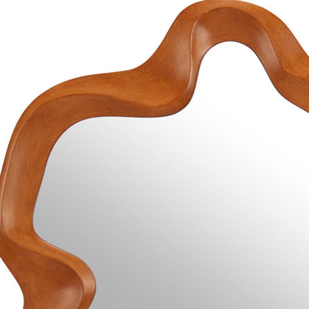 35" Brown Solid Wood Abstract Geometric Framed Accent Mirror HomeRoots