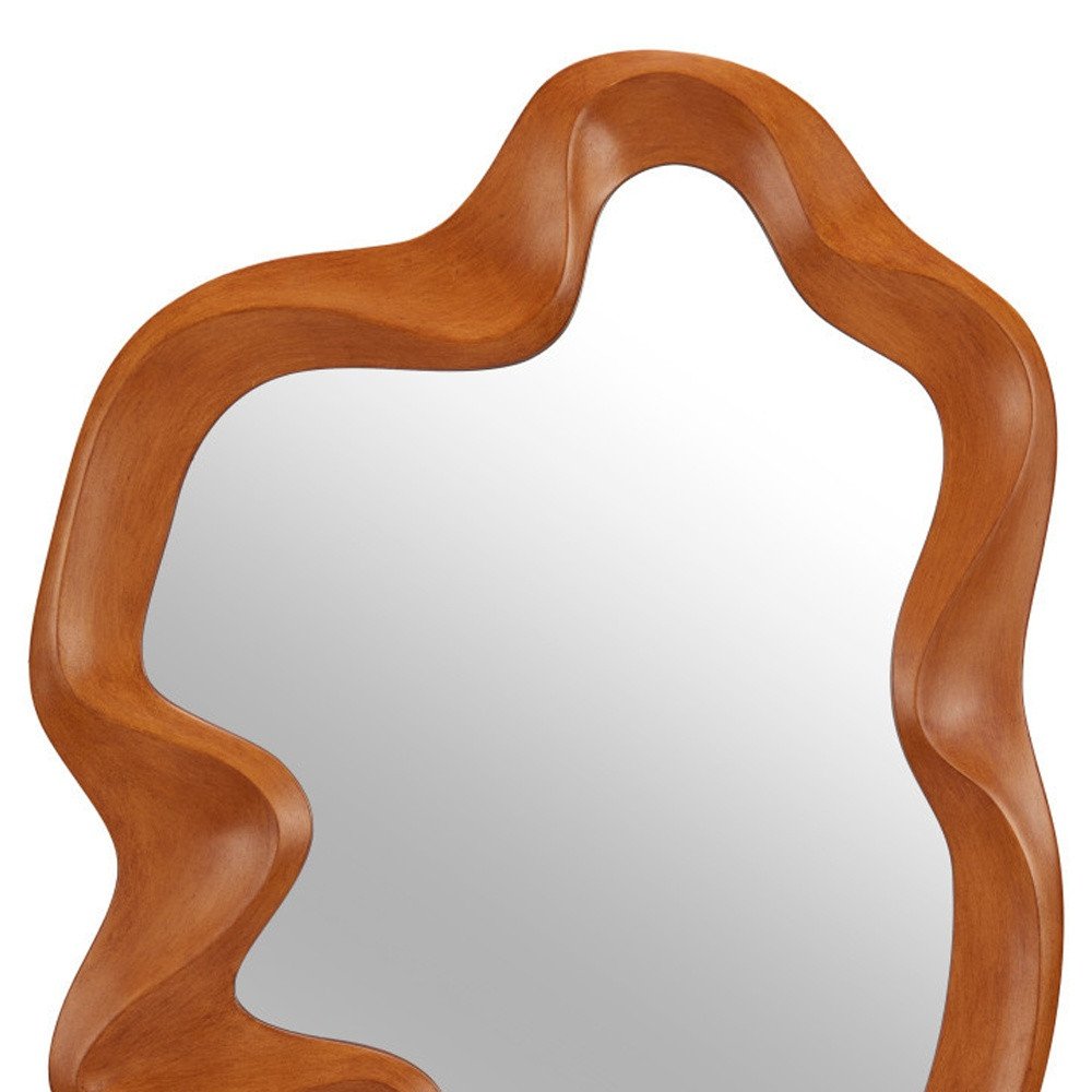 35" Brown Solid Wood Abstract Geometric Framed Accent Mirror HomeRoots