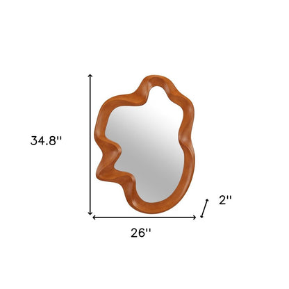35" Brown Solid Wood Abstract Geometric Framed Accent Mirror HomeRoots