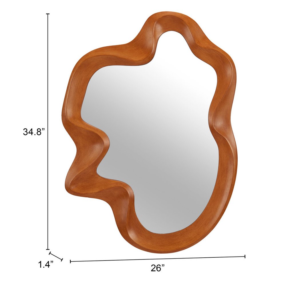 35" Brown Solid Wood Abstract Geometric Framed Accent Mirror HomeRoots