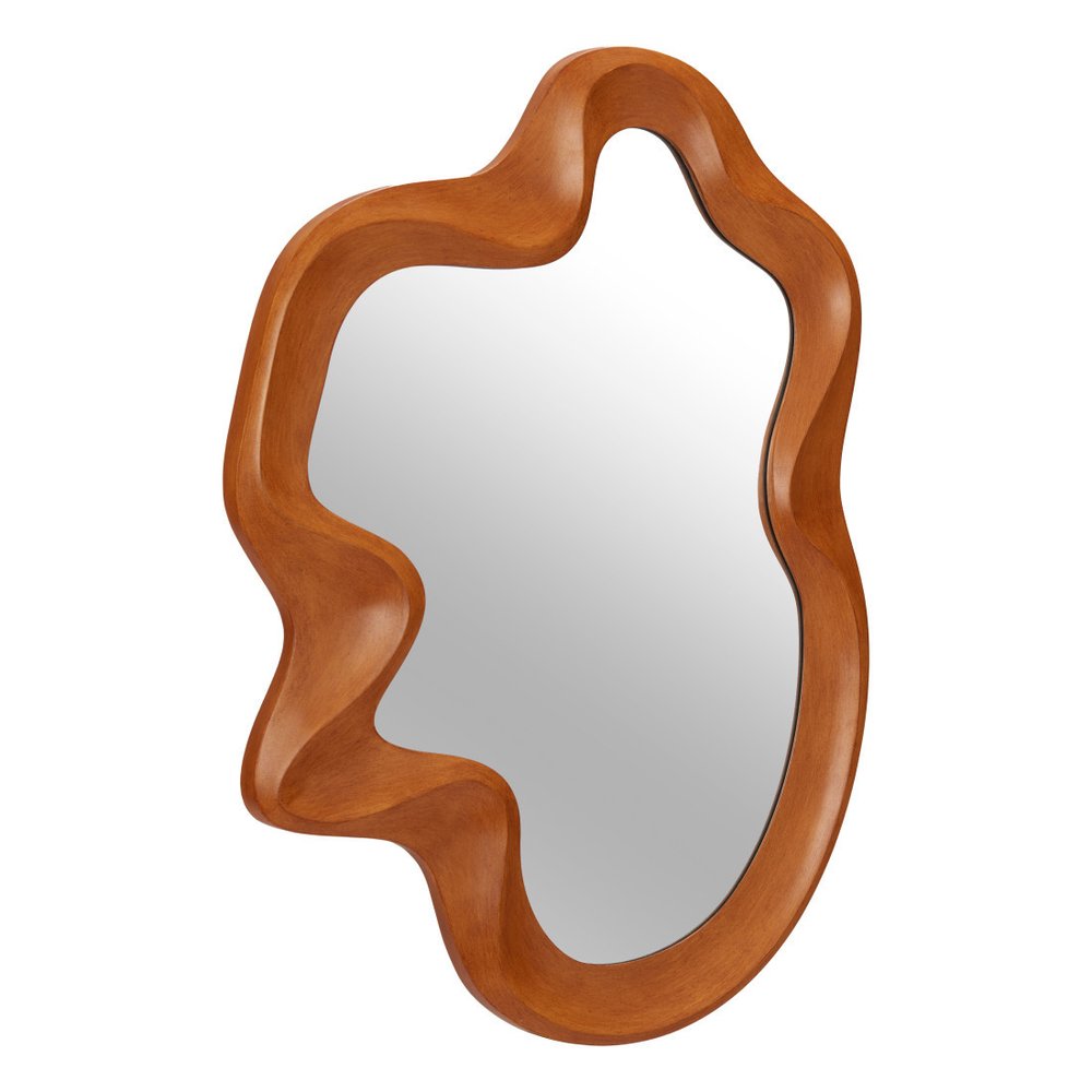 35" Brown Solid Wood Abstract Geometric Framed Accent Mirror HomeRoots