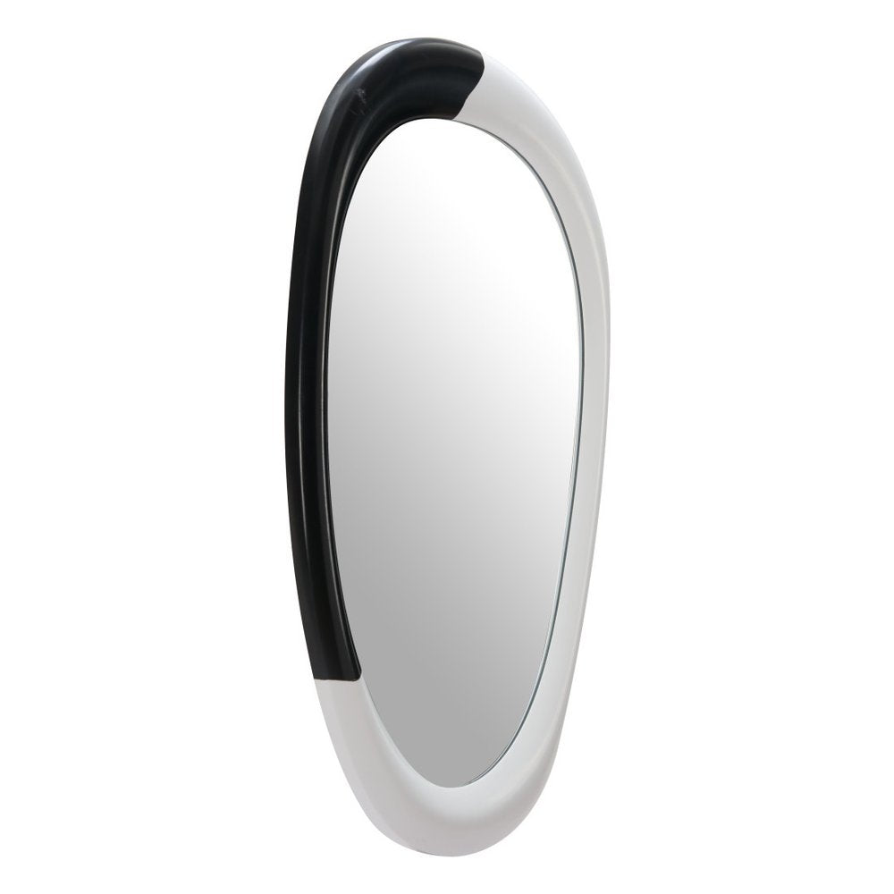 31" Black And White Steel Oval Geometric Framed Accent Mirror HomeRoots