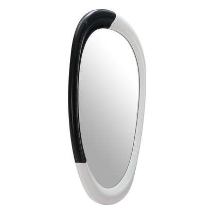 31" Black And White Steel Oval Geometric Framed Accent Mirror HomeRoots