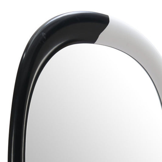 31" Black And White Steel Oval Geometric Framed Accent Mirror HomeRoots