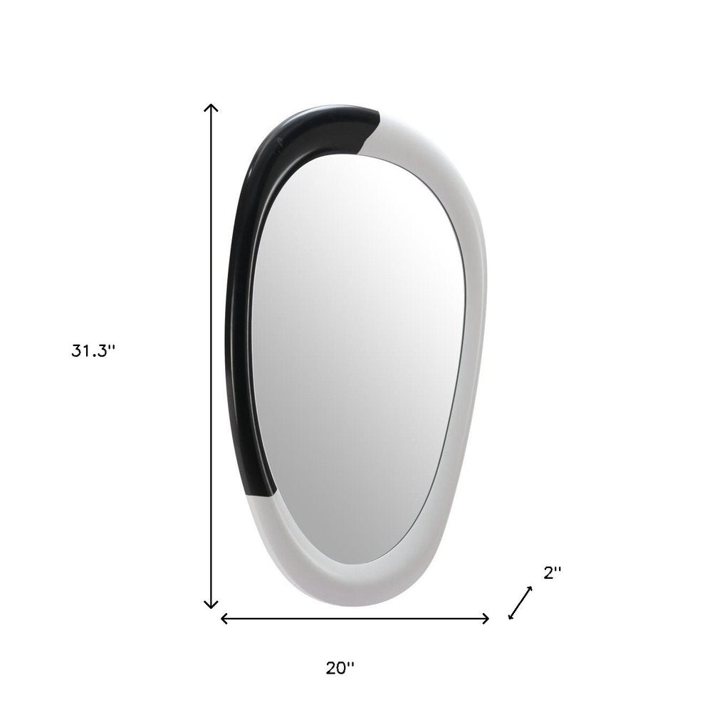 31" Black And White Steel Oval Geometric Framed Accent Mirror HomeRoots