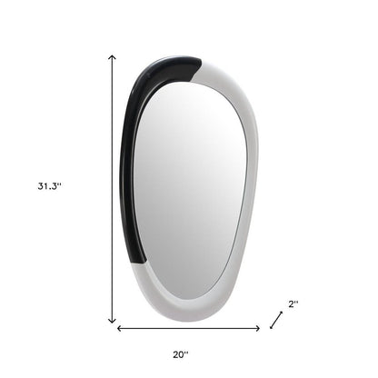 31" Black And White Steel Oval Geometric Framed Accent Mirror HomeRoots