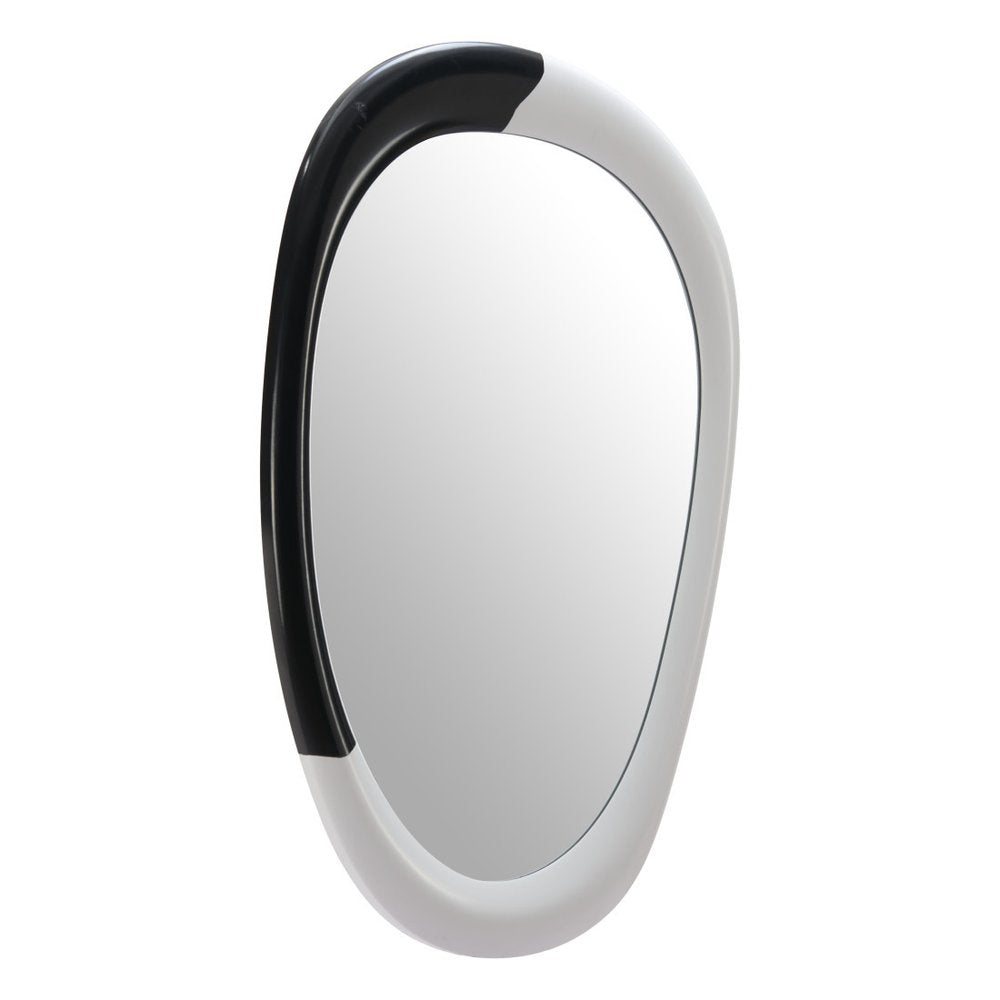 31" Black And White Steel Oval Geometric Framed Accent Mirror HomeRoots