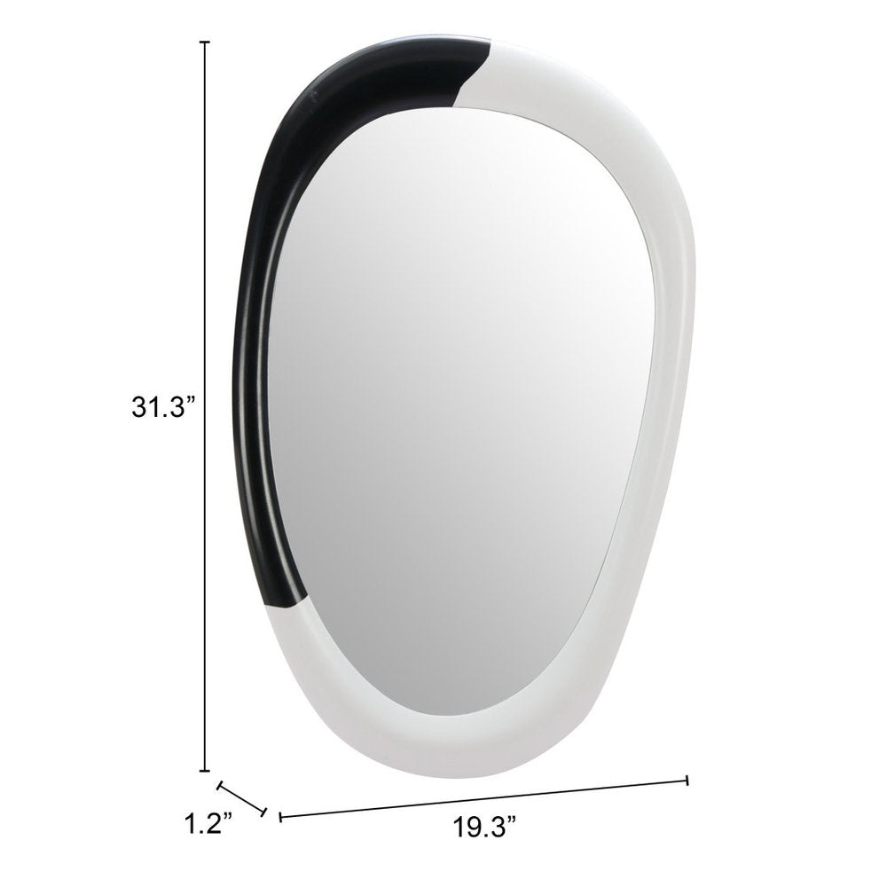 31" Black And White Steel Oval Geometric Framed Accent Mirror HomeRoots