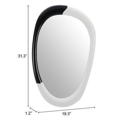 31" Black And White Steel Oval Geometric Framed Accent Mirror HomeRoots