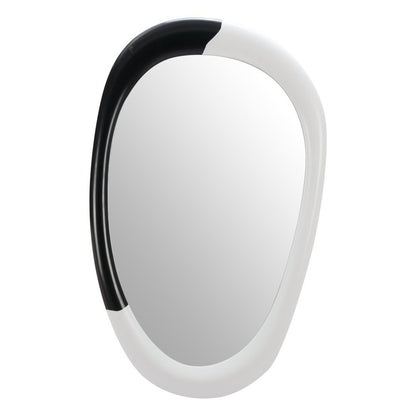31" Black And White Steel Oval Geometric Framed Accent Mirror HomeRoots