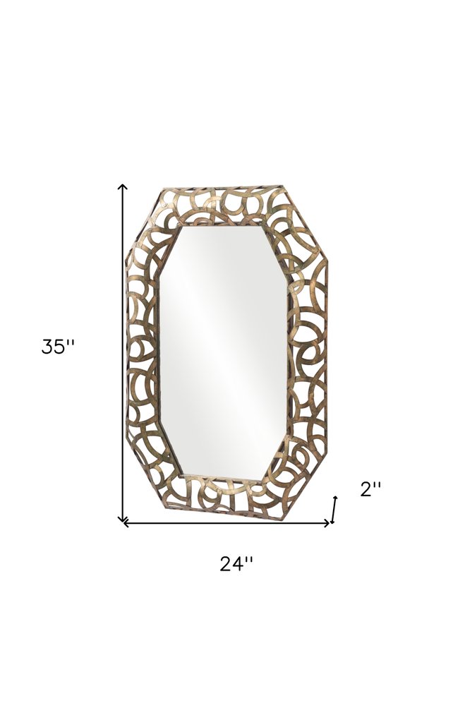 35" Bronze Octagonal Steel Framed Accent Mirror — view 3