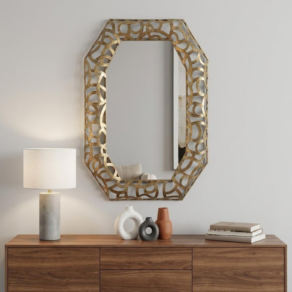 35" Bronze Octagonal Steel Framed Accent Mirror HomeRoots