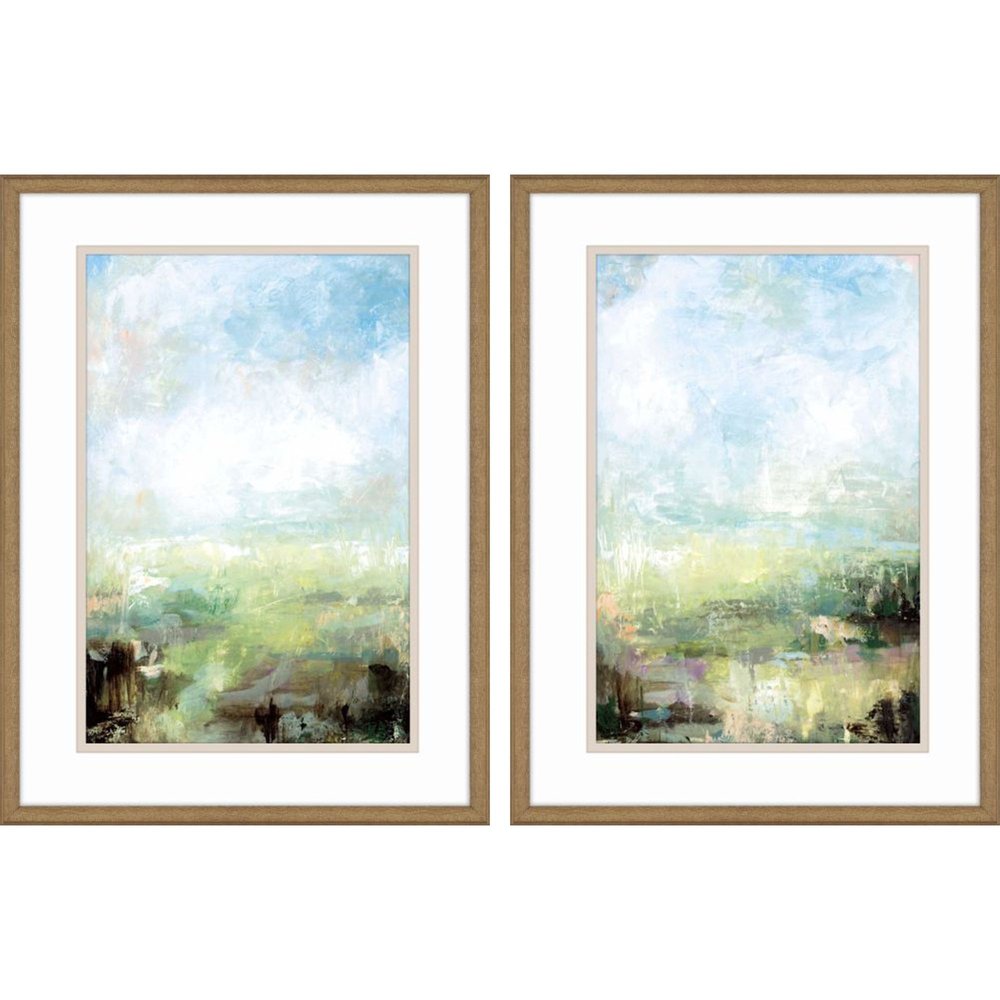 Set Of Two Emerald Coast Cloudy Sky Gold Framed Wall Art HomeRoots