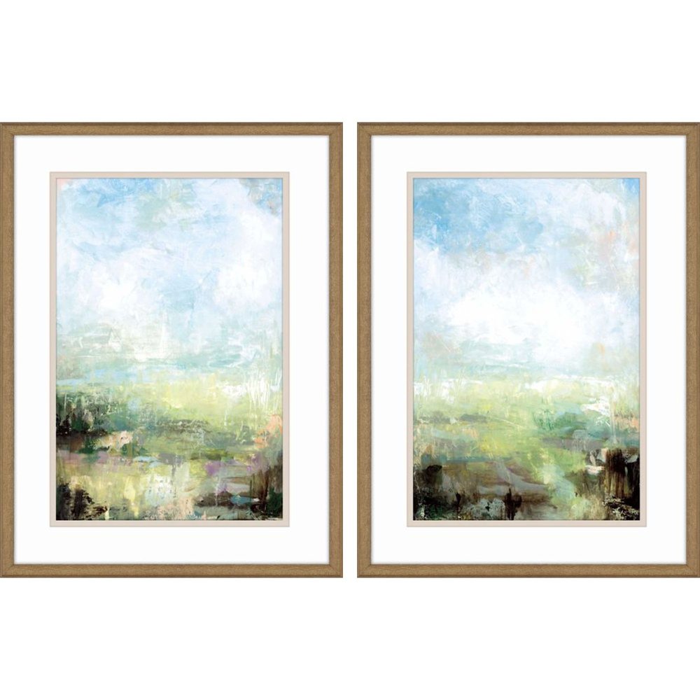 Set Of Two Emerald Coast Cloudy Sky Gold Framed Wall Art HomeRoots