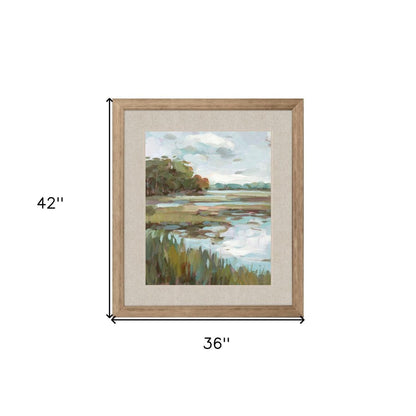 Riverside View Watercolor Waterscape Distressed Frame Wall Art HomeRoots