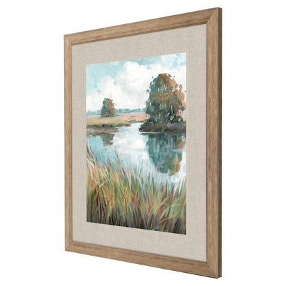 Riverside View Watercolor Waterscape Distressed Frame Wall Art HomeRoots
