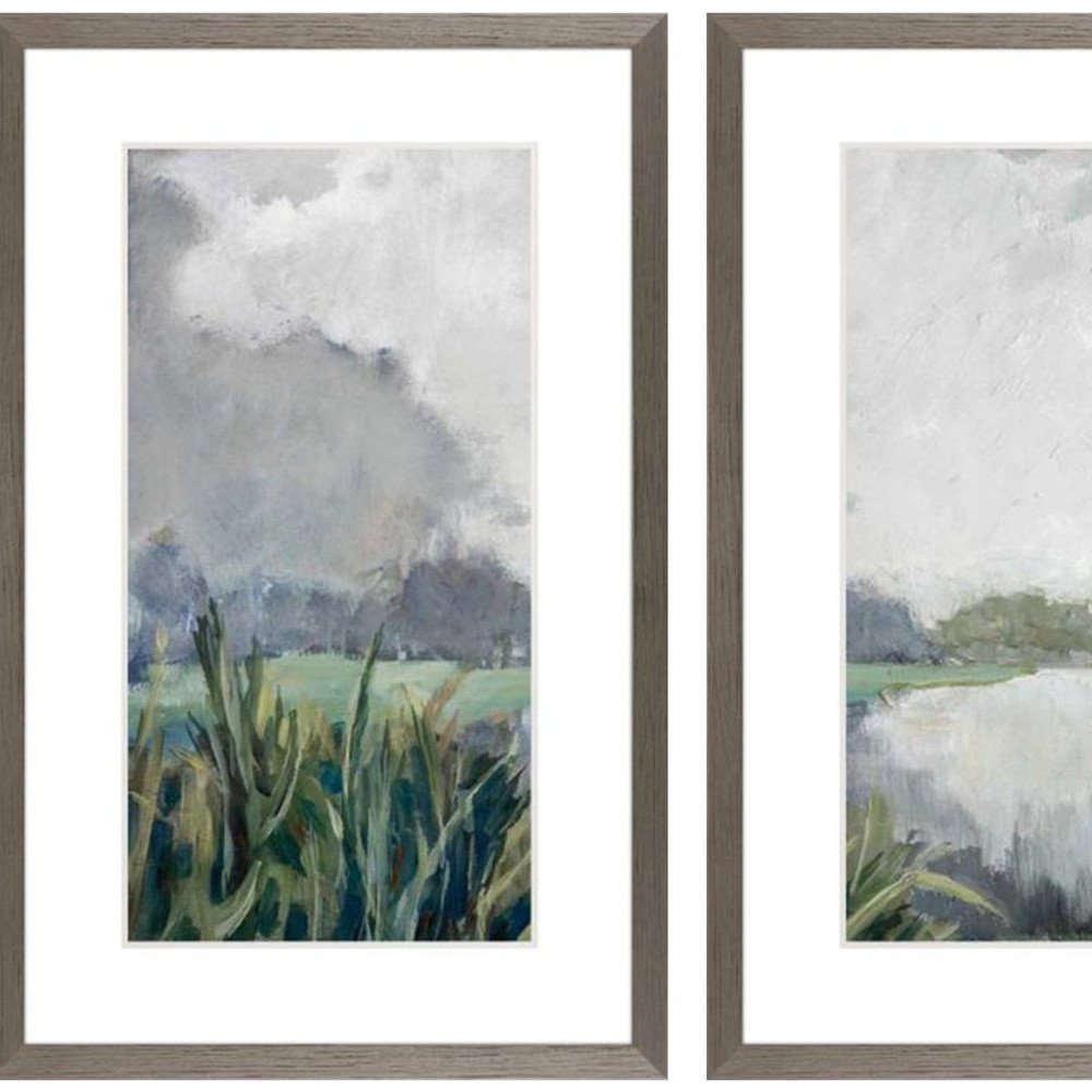 Set Of Three Lakeside Watercolor Passage Silver Framed Wall Art HomeRoots