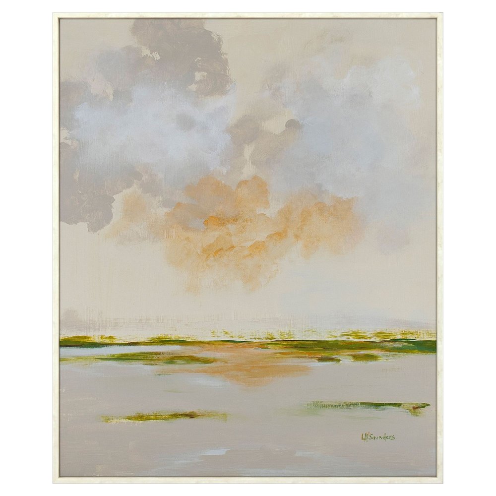 Abstract Watercolor Waterscape White Floater Frame Wall Art HomeRoots