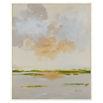 Abstract Watercolor Waterscape White Floater Frame Wall Art HomeRoots