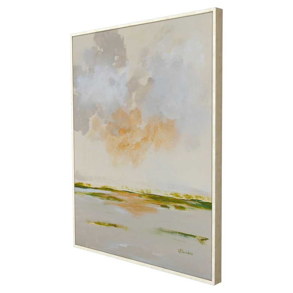 Abstract Watercolor Waterscape White Floater Frame Wall Art — view 3