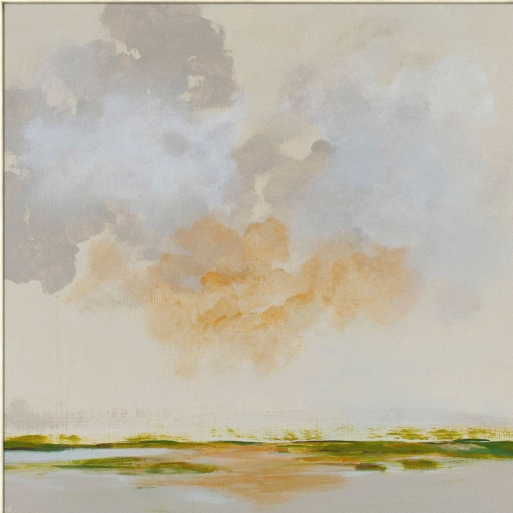 Abstract Watercolor Waterscape White Floater Frame Wall Art HomeRoots