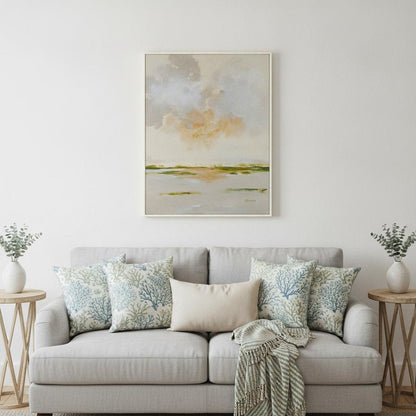 Abstract Watercolor Waterscape White Floater Frame Wall Art HomeRoots