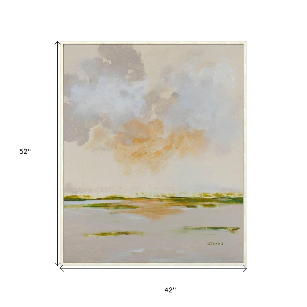 Abstract Watercolor Waterscape White Floater Frame Wall Art HomeRoots
