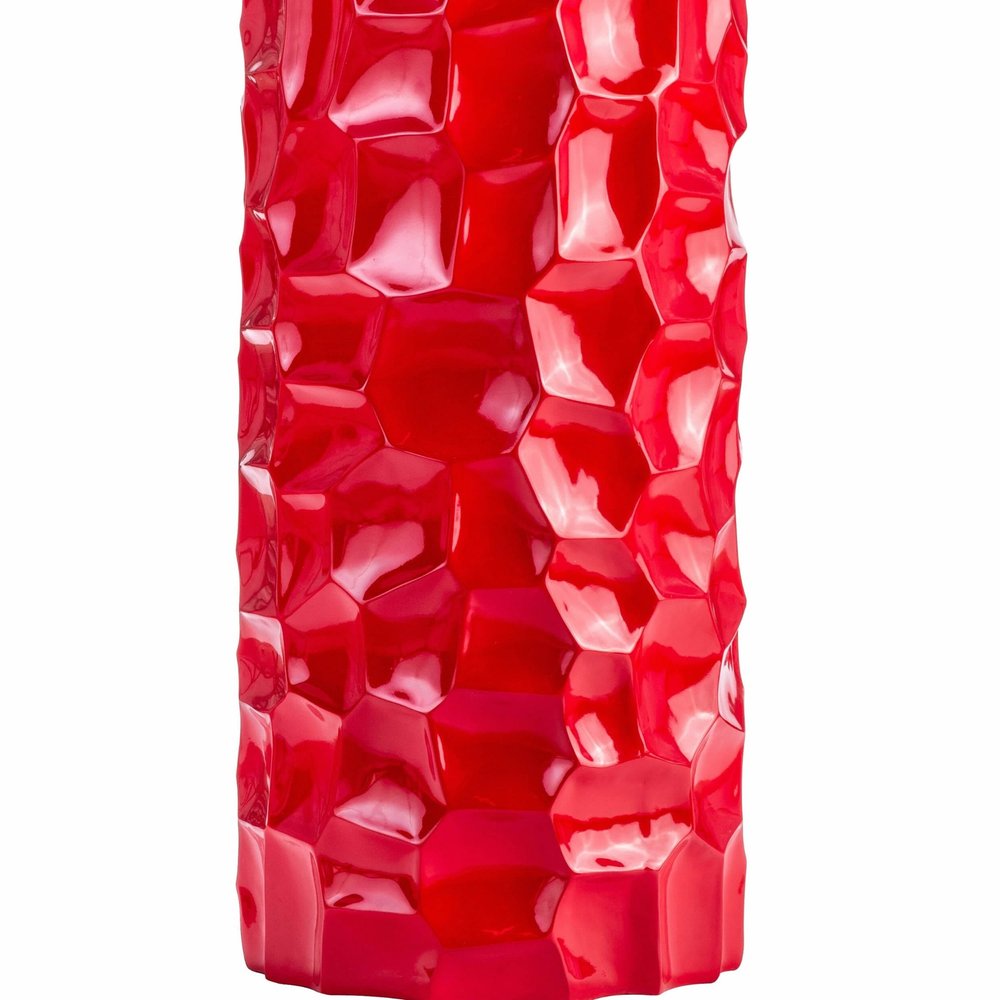36" Red Faceted Geometric Resin Floor Vase HomeRoots
