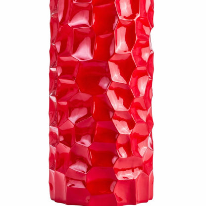 36" Red Faceted Geometric Resin Floor Vase HomeRoots