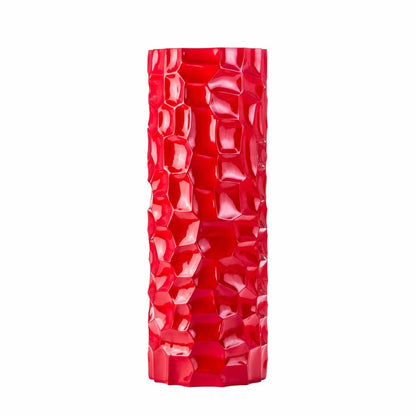 36" Red Faceted Geometric Resin Floor Vase HomeRoots