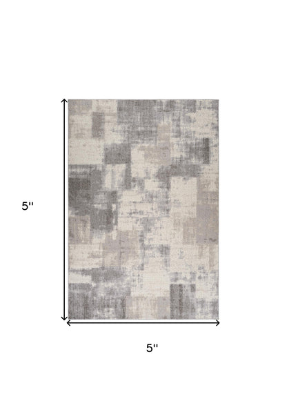 4' X 6' Gray and Beige Abstract Distressed Area Rug