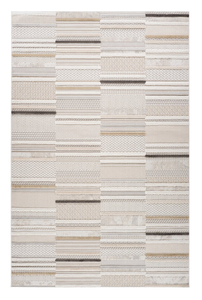 4' X 6' Gray and Beige Abstract Distressed Area Rug