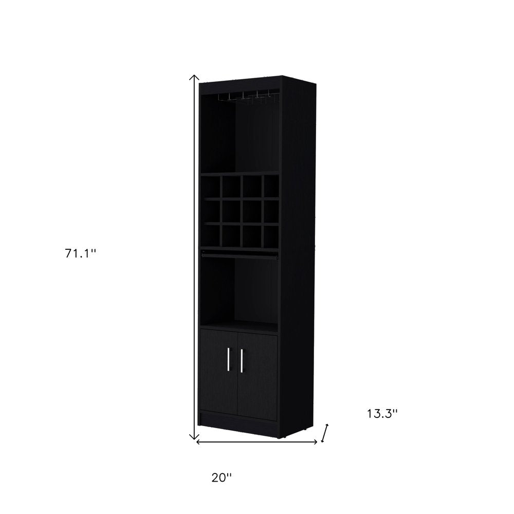 71" Black Wood Bar Cabinet With Two Doors — view 5