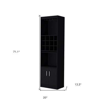 71" Black Wood Bar Cabinet With Two Doors