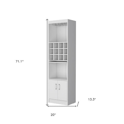71" White Wood Bar Cabinet With Two Doors