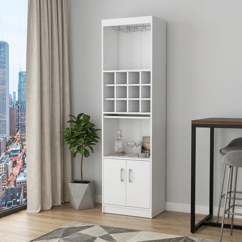 71" White Wood Bar Cabinet With Two Doors — view 6