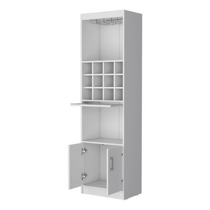 71" White Wood Bar Cabinet With Two Doors