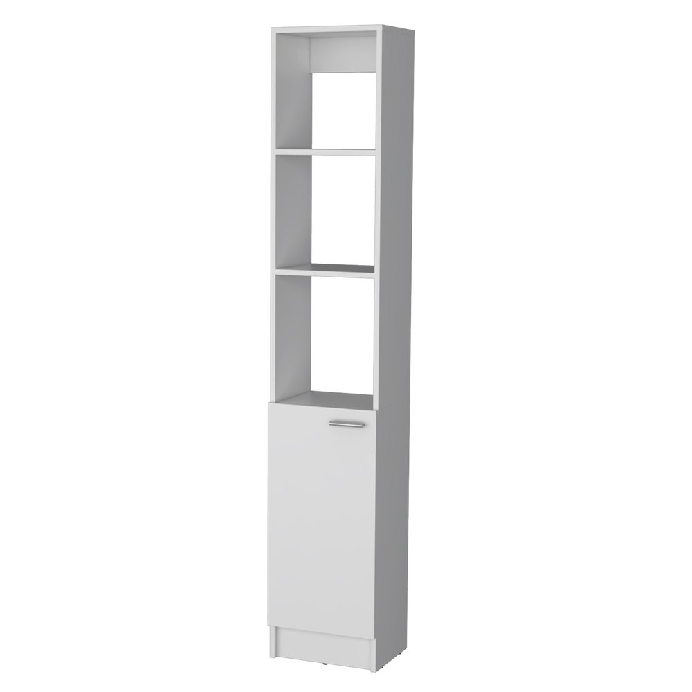 13" White Wood Single Door Linen Cabinet — view 2