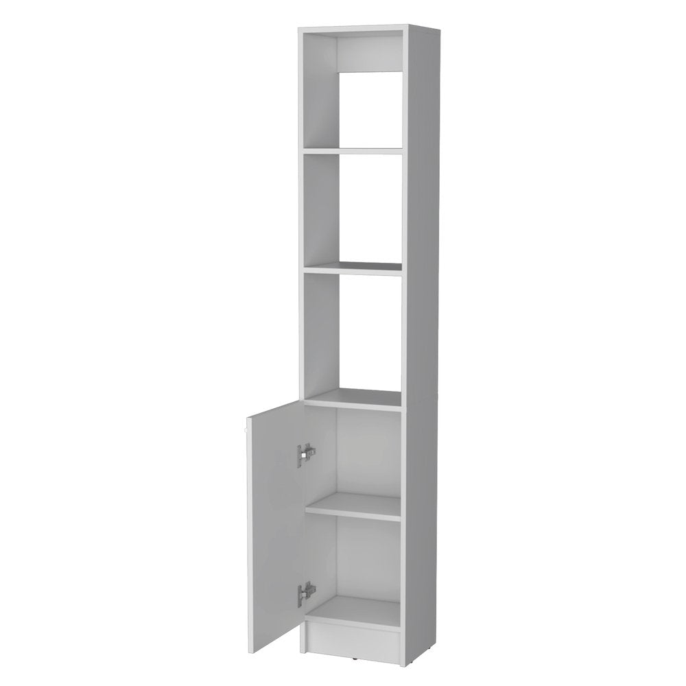 13" White Wood Single Door Linen Cabinet — view 3