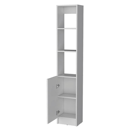 13" White Wood Single Door Linen Cabinet