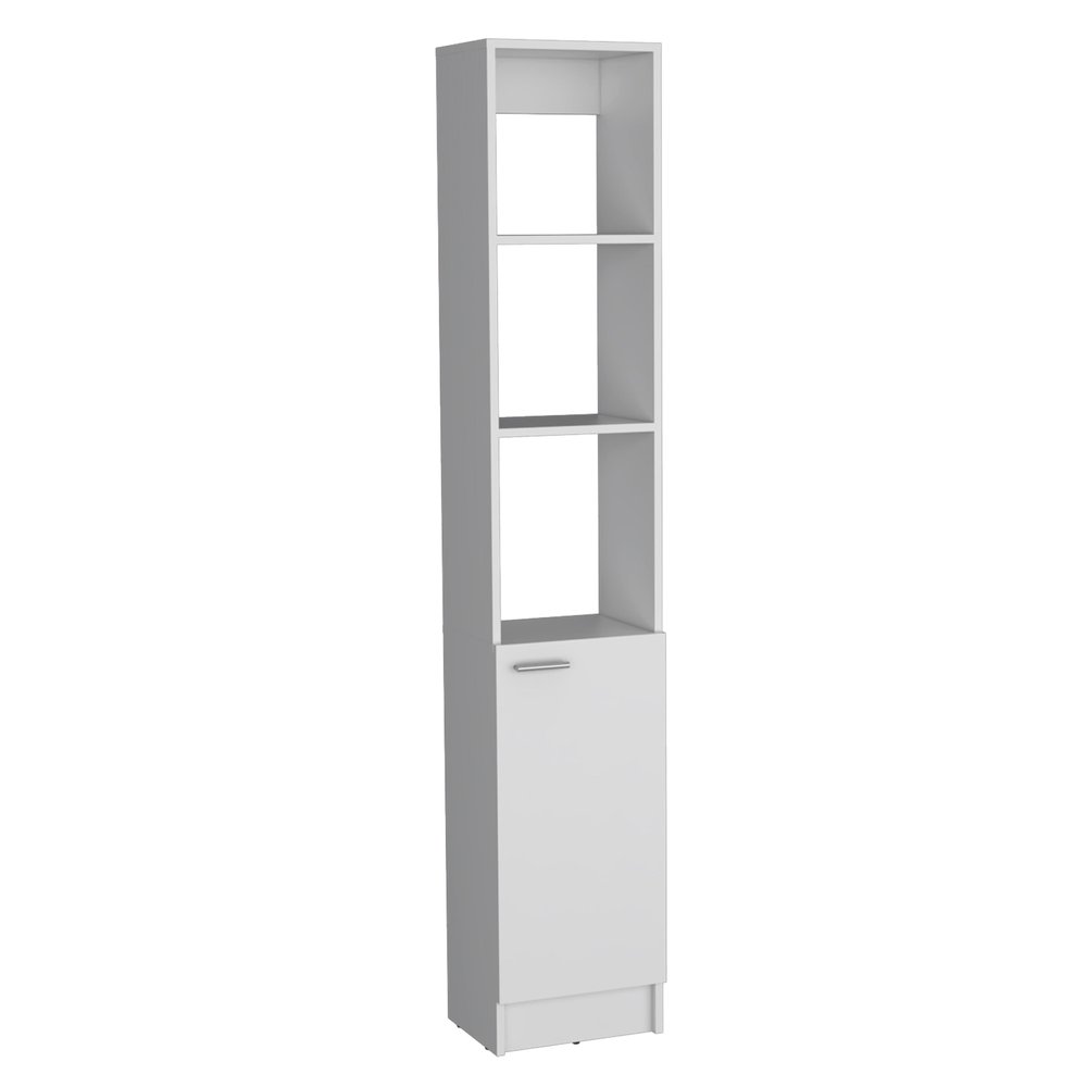 13" White Wood Single Door Linen Cabinet — view 6
