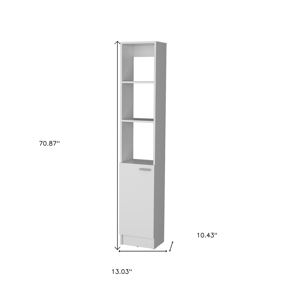 13" White Wood Single Door Linen Cabinet — view 7
